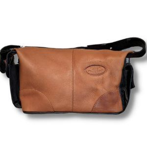 Leather Tan and Black Shoulder Bag